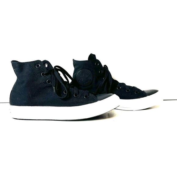 Converse All Star Hi Top Black Canvas Womens 8 Lace Up Skate Shoe Mens 6 Sneaker - Picture 5 of 10